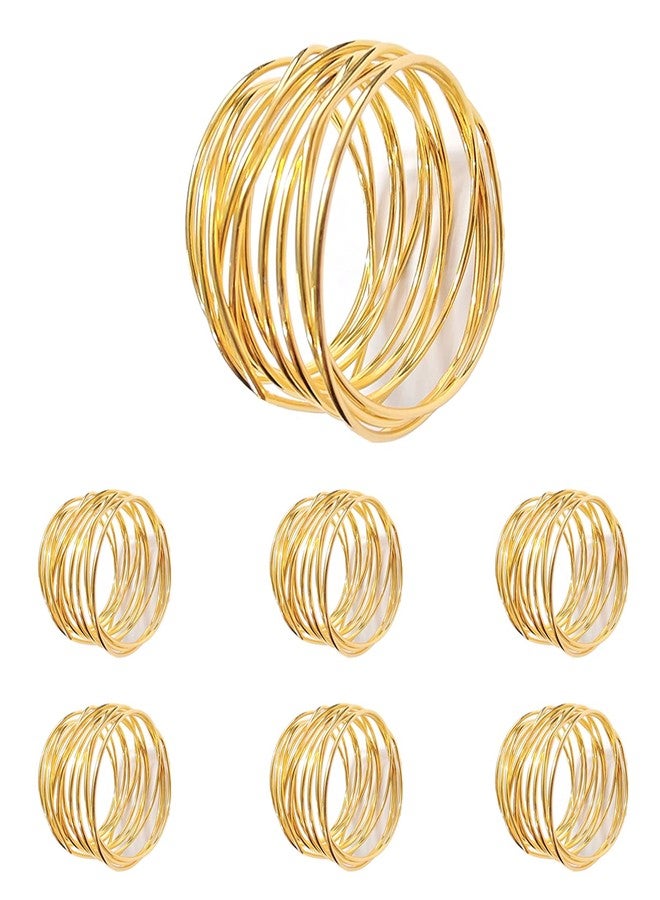 FORESRUM Gold Napkin Rings - 6 PCS Metal Napkin Rings(Twisted Wire) Napkin Holders Buckles for Family Dinner, Wedding, Party,Table Decorations - Image 1